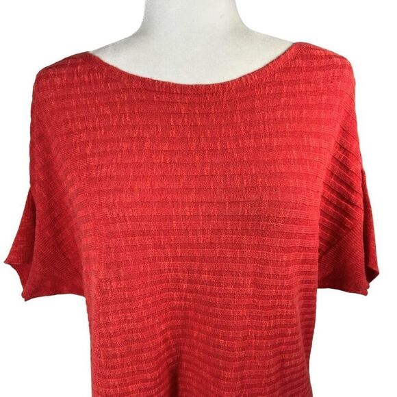 Eileen Fisher Medium Knit Linen-Cotton blend Top Coral Color Organic - Picture 2 of 11